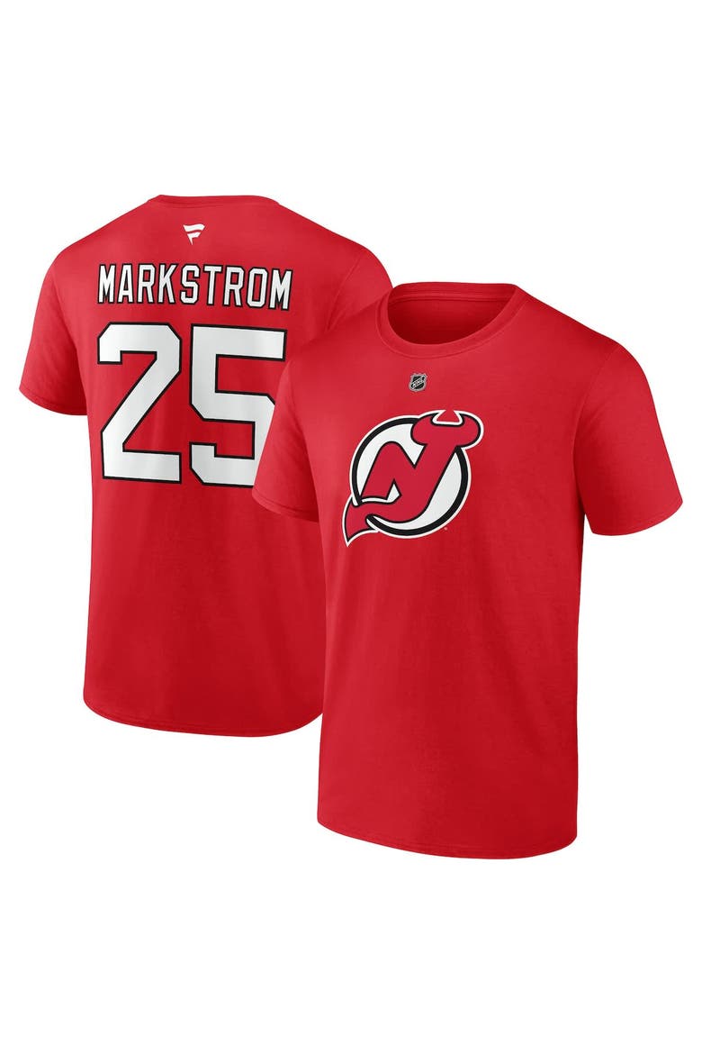 Men's Fanatics Jacob Markstrom Red New Jersey Devils Authentic Stack Name & Number T-Shirt, Alternate, color, Red