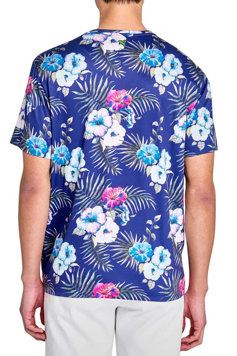 Regular Fit Hibiscus Recycled Performance Golf T-Shirt, Alternate, color, NAVY