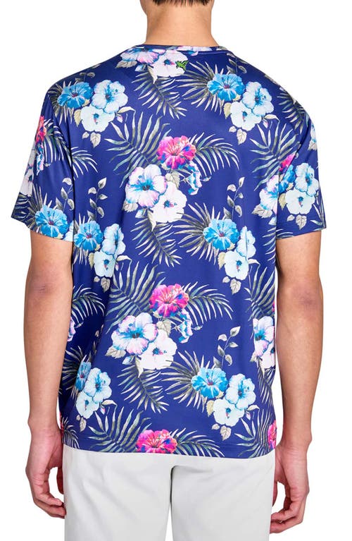 Construct Hibiscus T-shirt In Navy