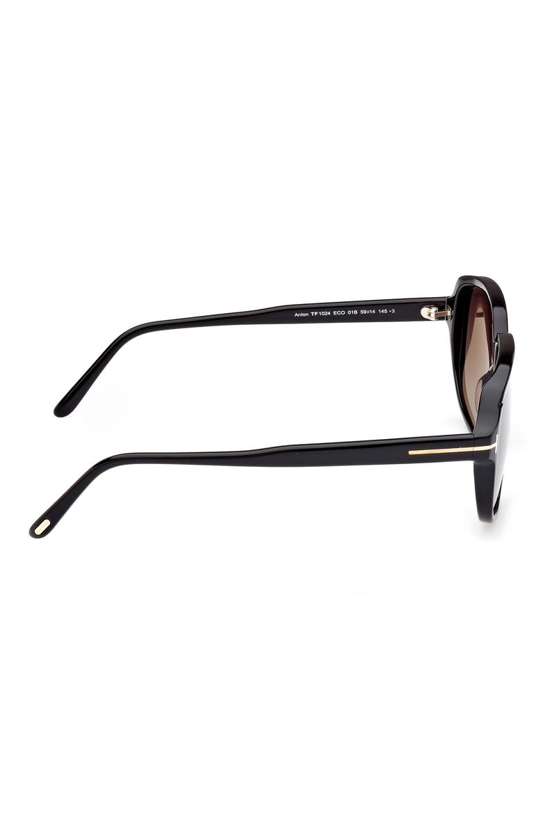 Anton 59mm Square Sunglasses, Alternate, color, SHINY BLACK / GRADIENT SMOKE