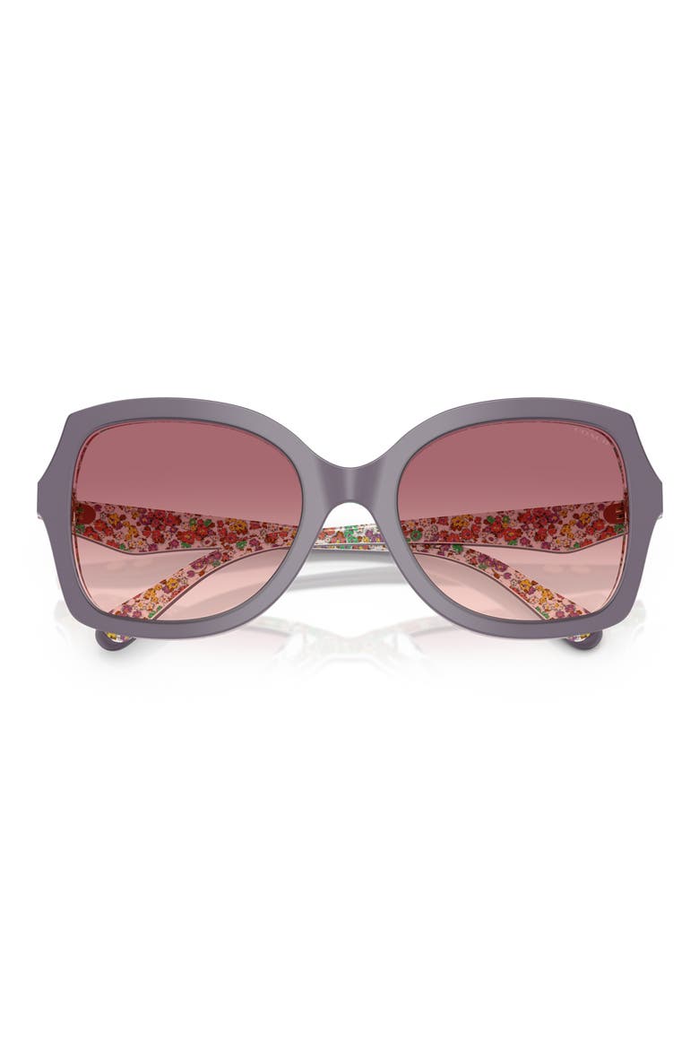 56mm Gradient Butterfly Sunglasses, Alternate, color, VIOLET / FLORAL / PURPLE PINK