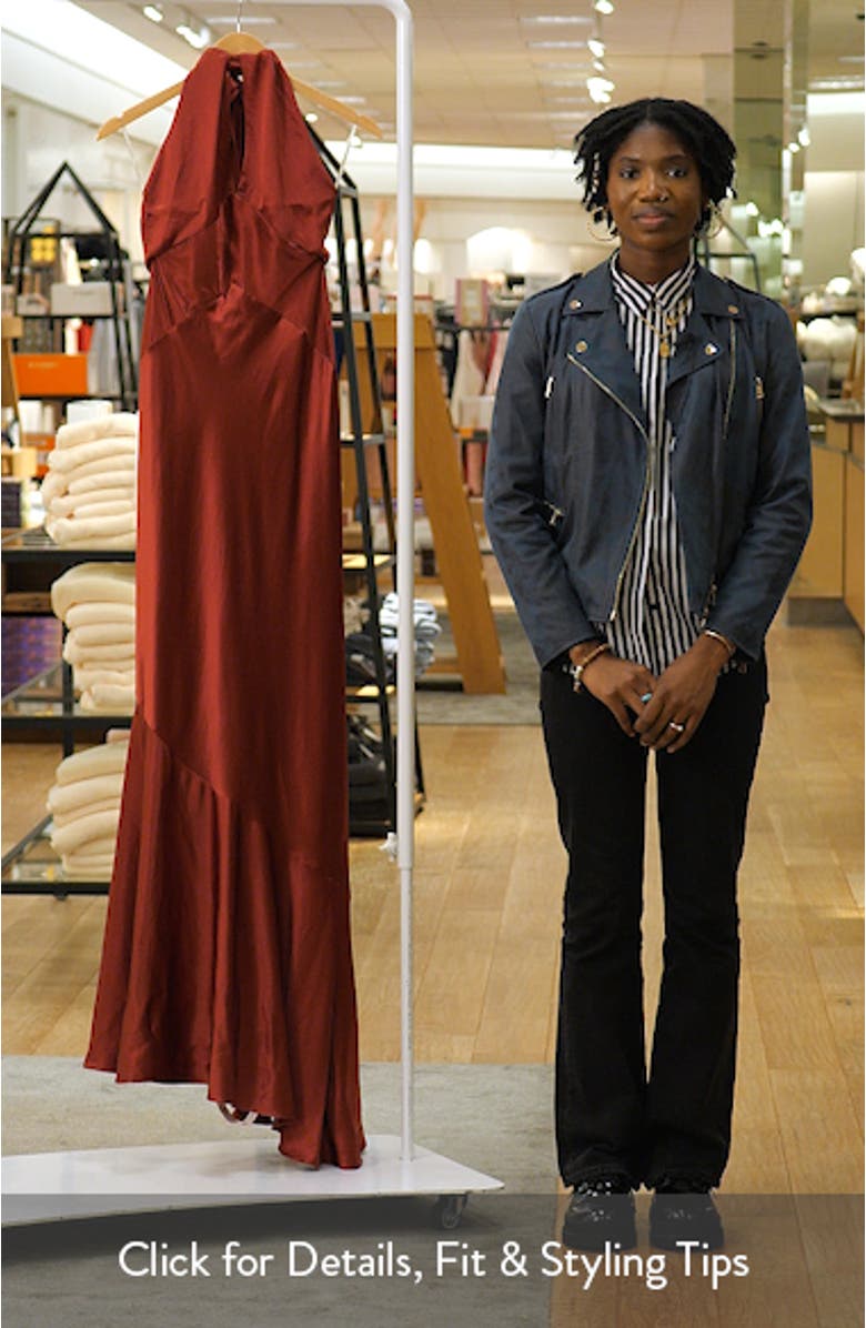 Oliviana Cutout Satin Halter Gown, sales video thumbnail