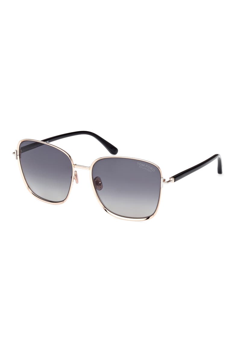 Fern 57mm Polarized Square Sunglasses, Alternate, color, ROSE GOLD/SMOKE POLARIZED