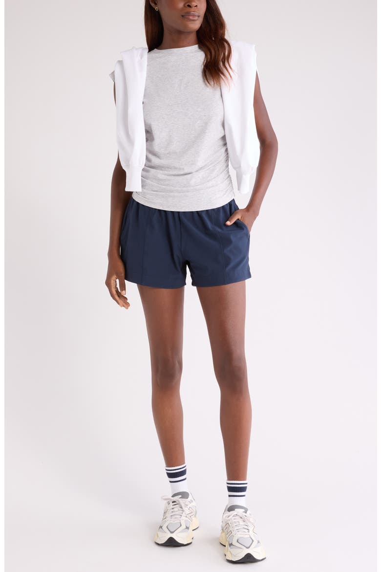 Breezy Ruched Top, Alternate, color, GREY LIGHT HEATHER