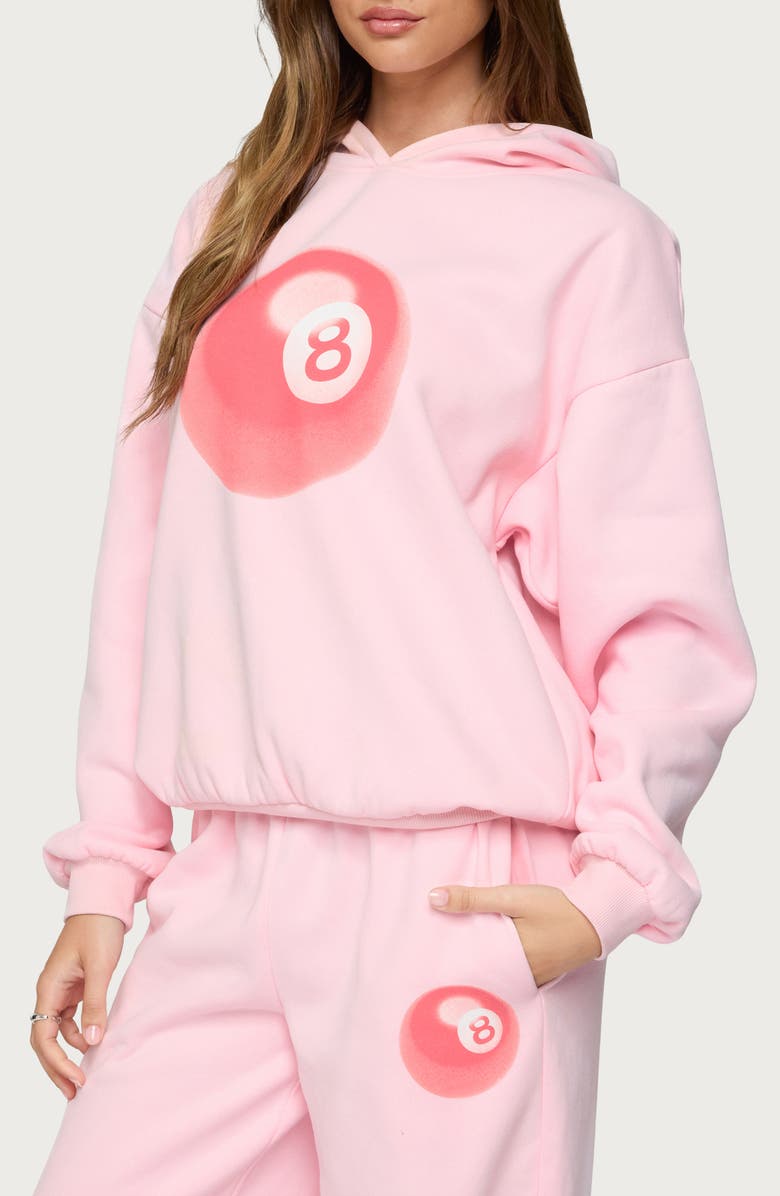EDIKTED Lucky 8 Oversize Hoodie, Alternate, color, Light-Pink