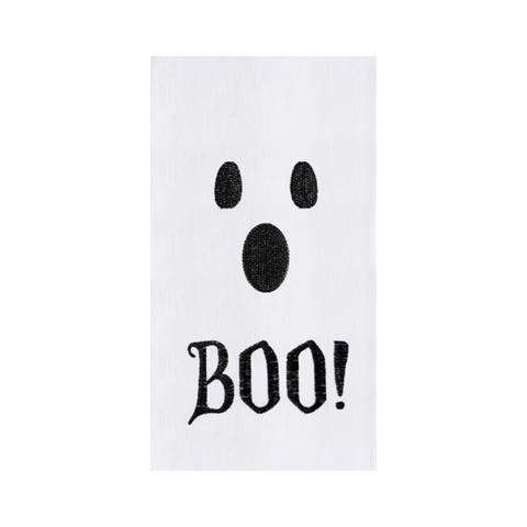 Boo Ghost Halloween Cotton Embroidered Flour Sack Kitchen Dishtowel