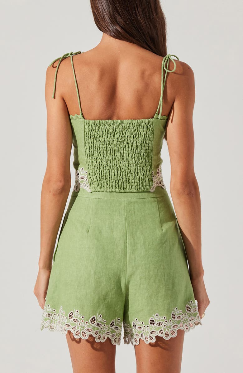 ASTR the Label Kiya Eyelet Hem Linen Camisole, Alternate, color, Avocado