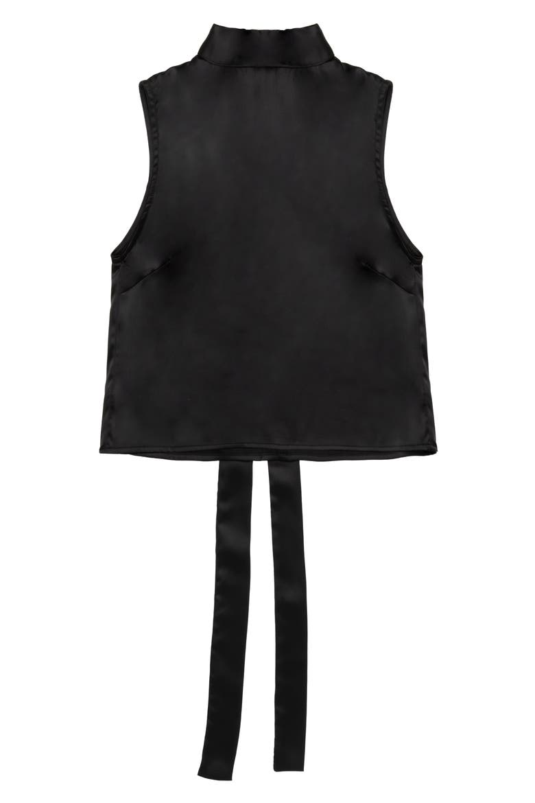 Corey Sleeveless Satin Tie Neck Top, Alternate, color, BLACK