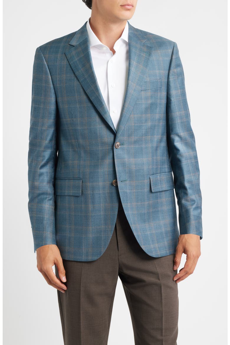 Flynn Classic Fit Green Plaid Wool Sport Coat, Main, color, GREEN