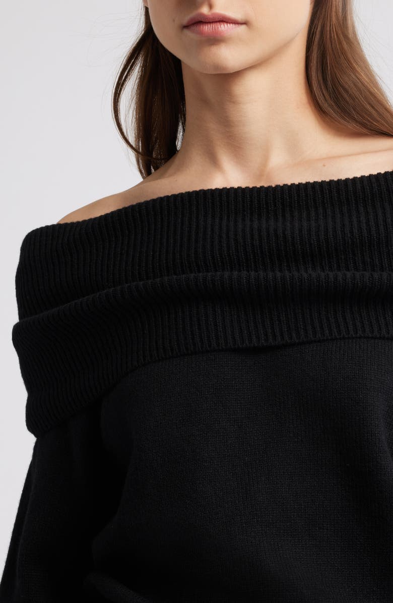 COS Foldover Off the Shoulder Wool Sweater, Alternate, color, 