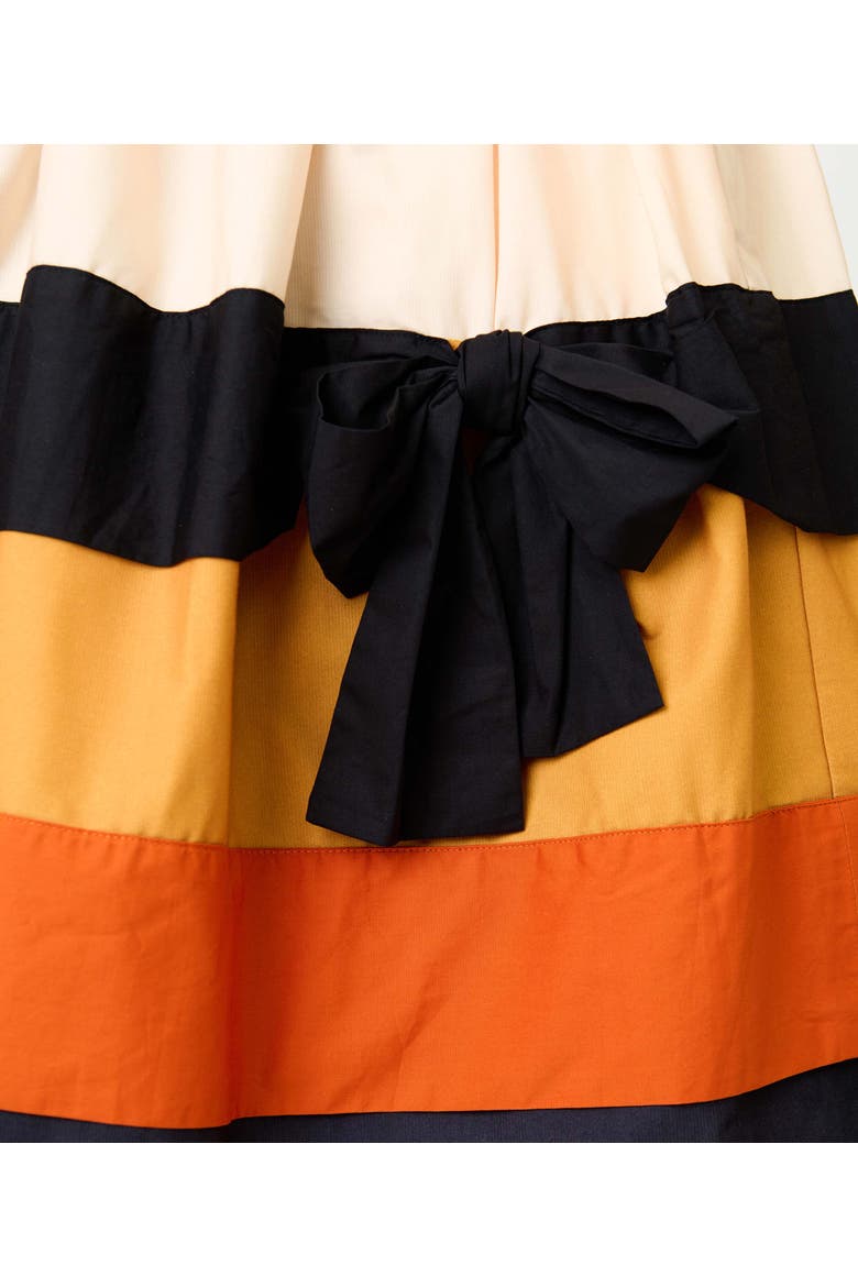 Plus Size Tiered Cindy Swing Dress, Alternate, color, Black w/ Orange Stripe