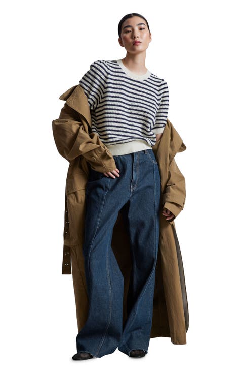 Stripe Puff Sleeve Sweater