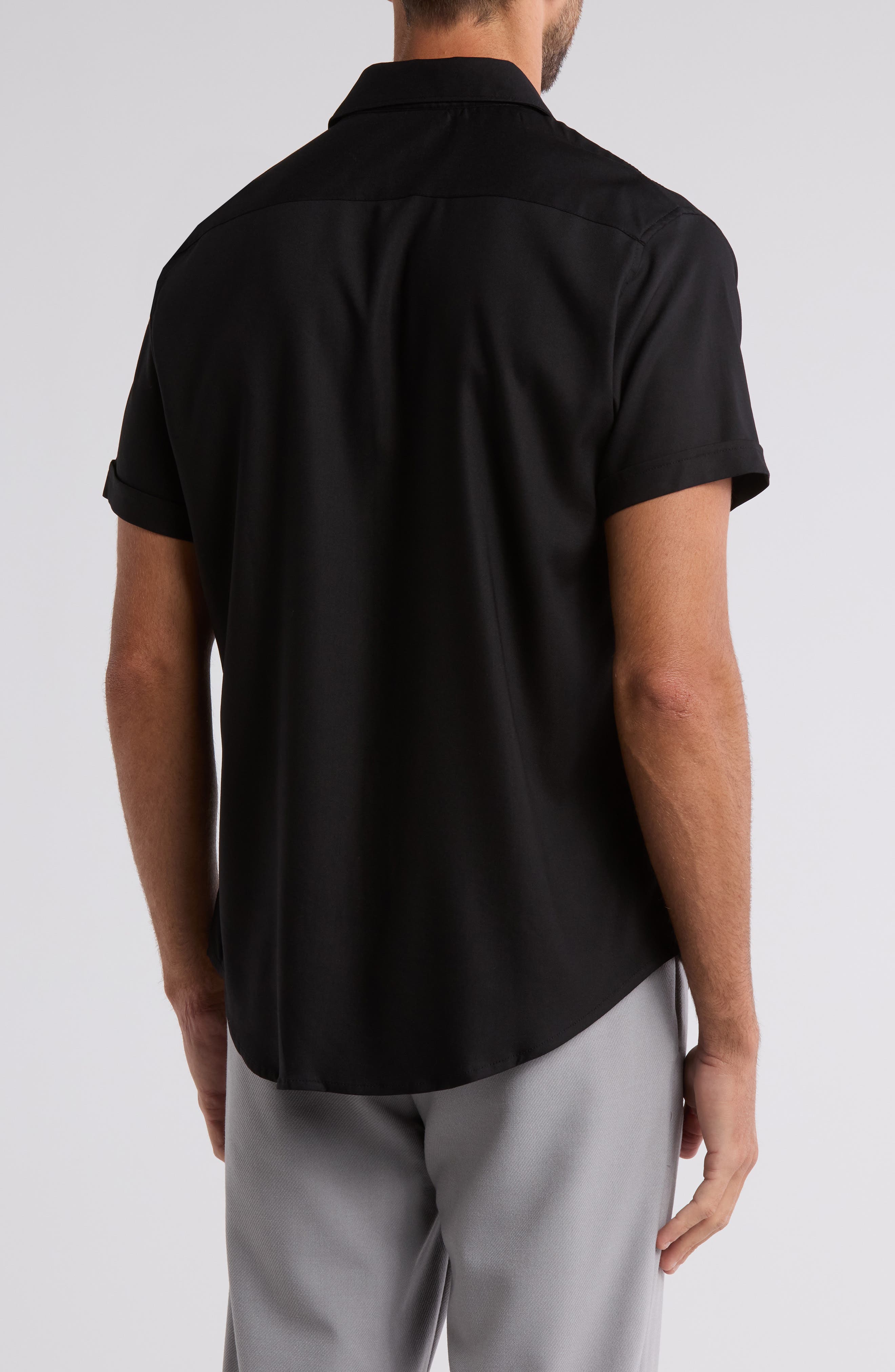 Short Sleeve Knit Button-Up Shirt - image 2