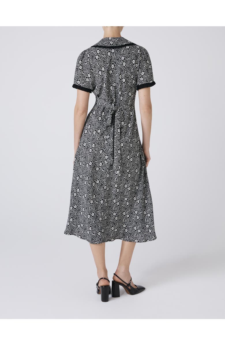 Ghost London Taylor Floral Crepe Midi Tea Dress, Alternate, color, Black Ditsy