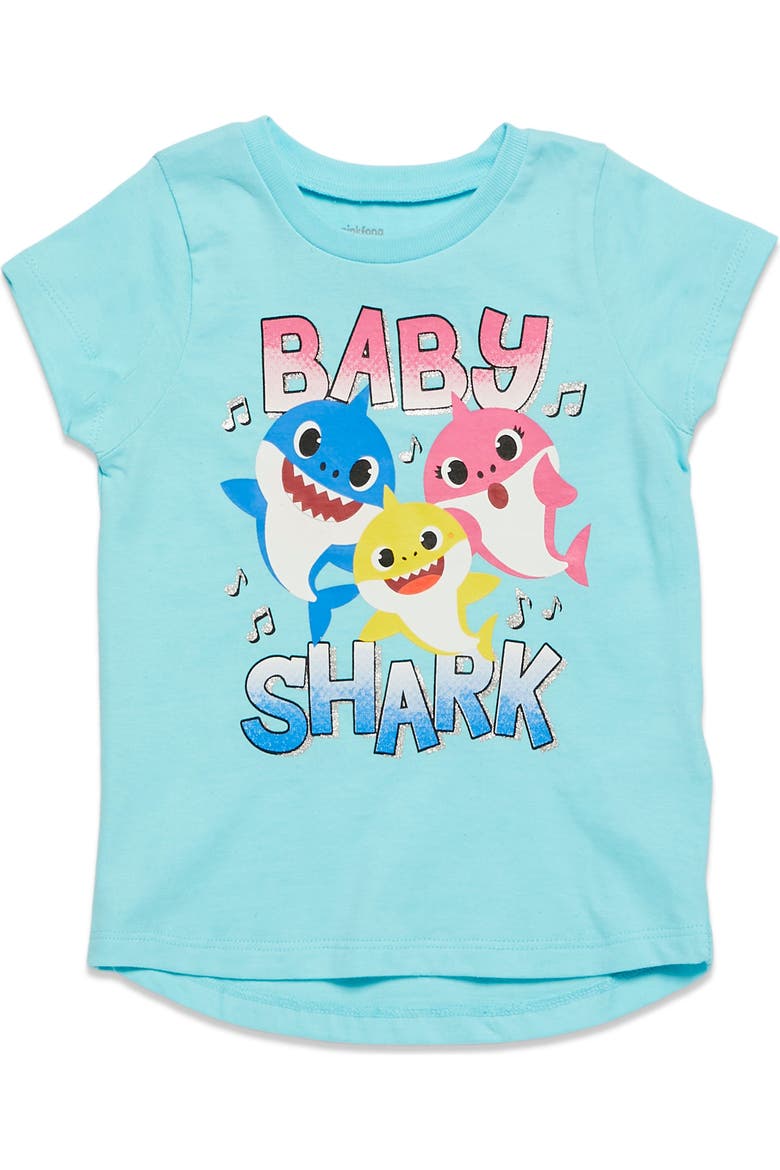 Baby Shark 3-Pack Glitter T-Shirts, Alternate, color, Pink Blue Yellow
