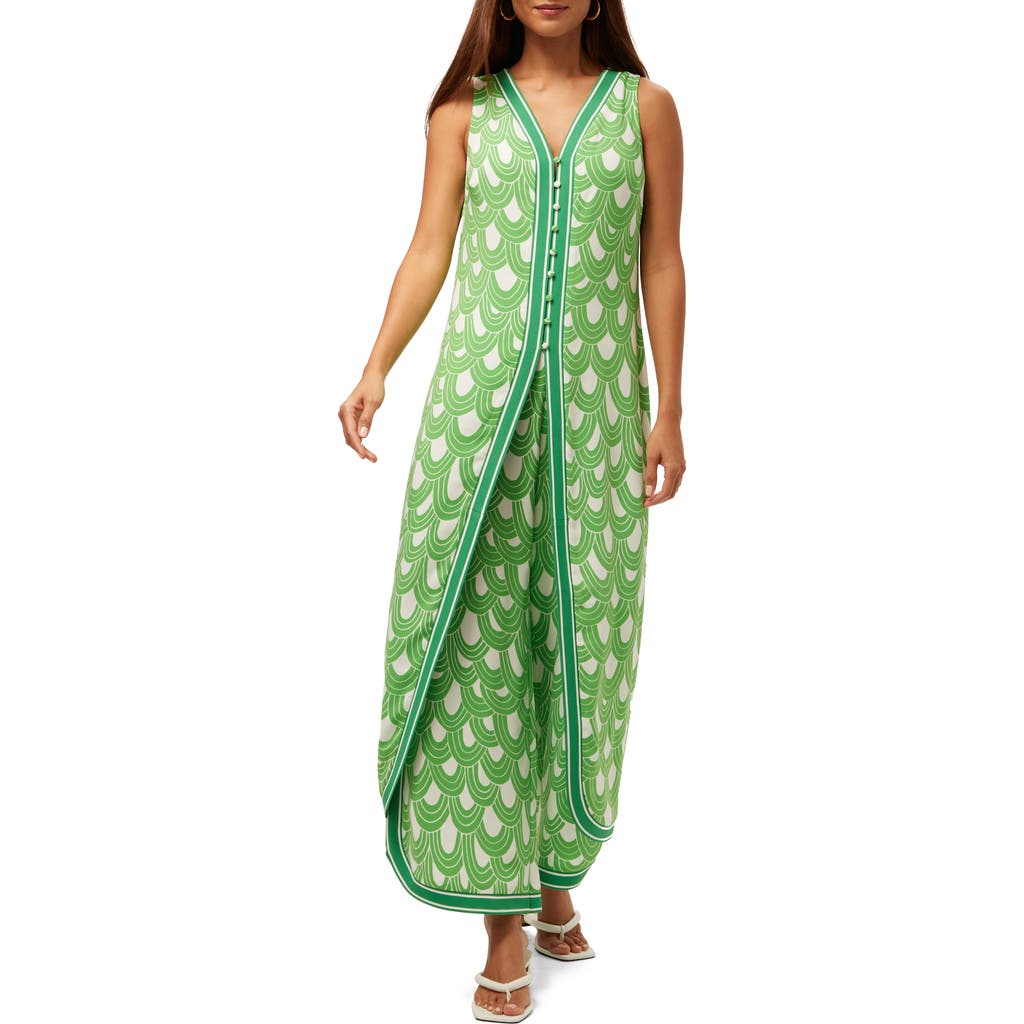 Trina Turk Slice Top In Grass Court Green/whitewash