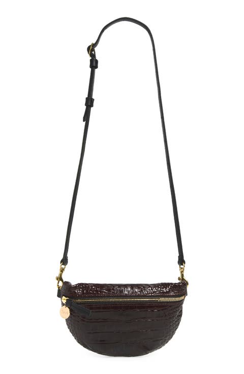 Petite Fanny Croc Embossed Leather Belt Bag