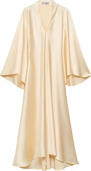 MANGO Long Sleeve Satin Maxi Dress