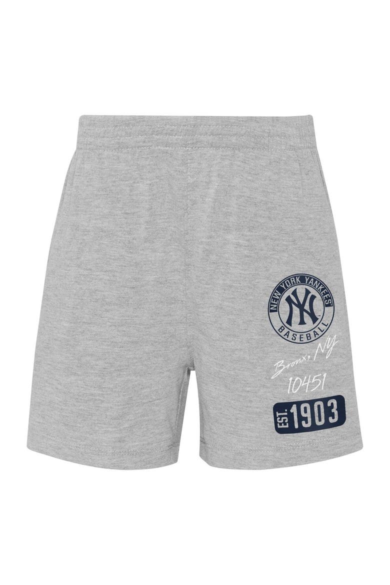 Infant White/Heather Gray New York Yankees Ground Out Baller Raglan T-Shirt and Shorts Set, Alternate, color, White