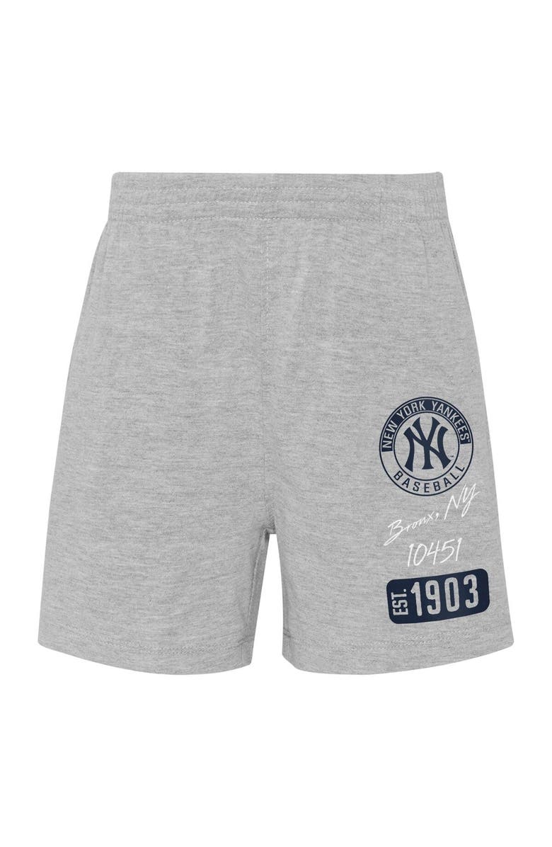 Outerstuff Infant White/Heather Gray New York Yankees Ground Out Baller Raglan T-Shirt and Shorts Set, Alternate, color, 