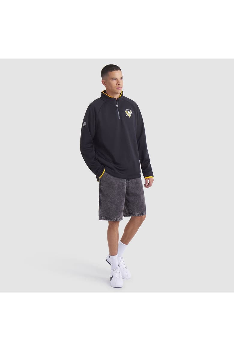Men's Fanatics Black Pittsburgh Penguins Authentic Pro Rink Raglan Quarter-Zip Pullover, Alternate, color, Black
