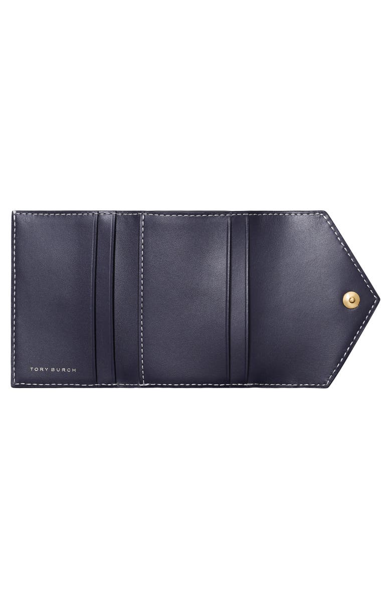Tory Burch Small T Monogram Jacquard & Leather Trifold Envelope Wallet, Alternate, color, Tory Navy