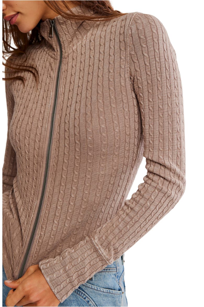 Brunch GIrl Zip Cardigan, Alternate, color, DUSTED COCOA