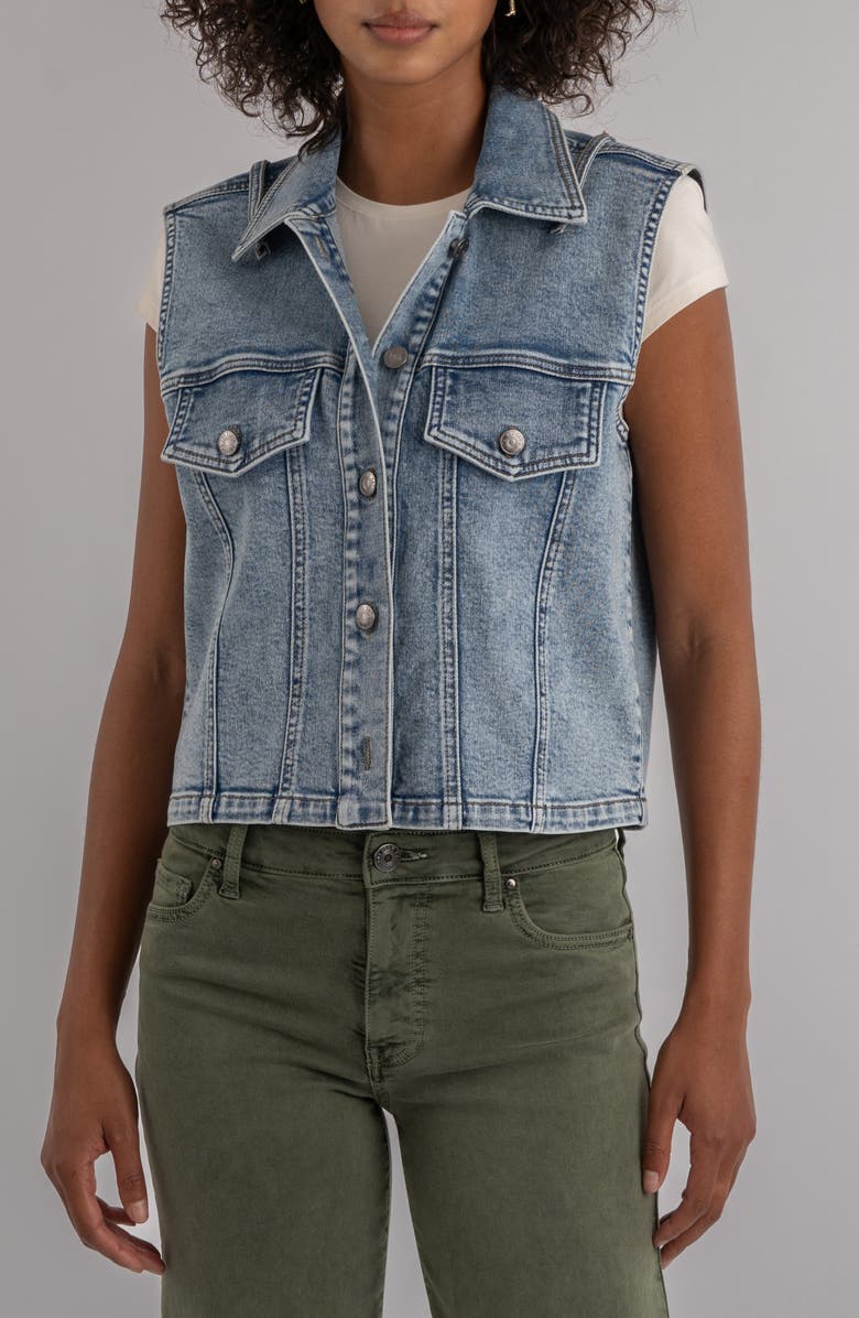 KUT from the Kloth Frankie Crop Denim Vest, Main, color, Actually