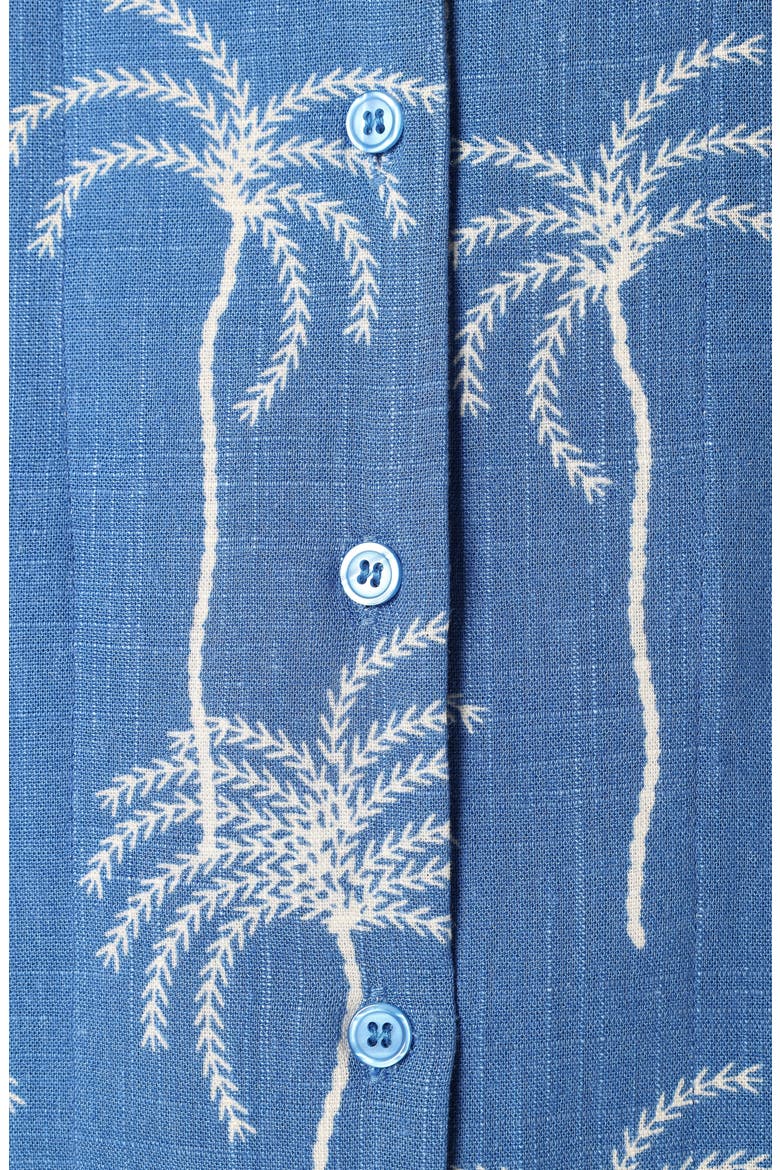 Amira Short Sleeve Button-Up Shirt, Alternate, color, BLUE PALM PRINT