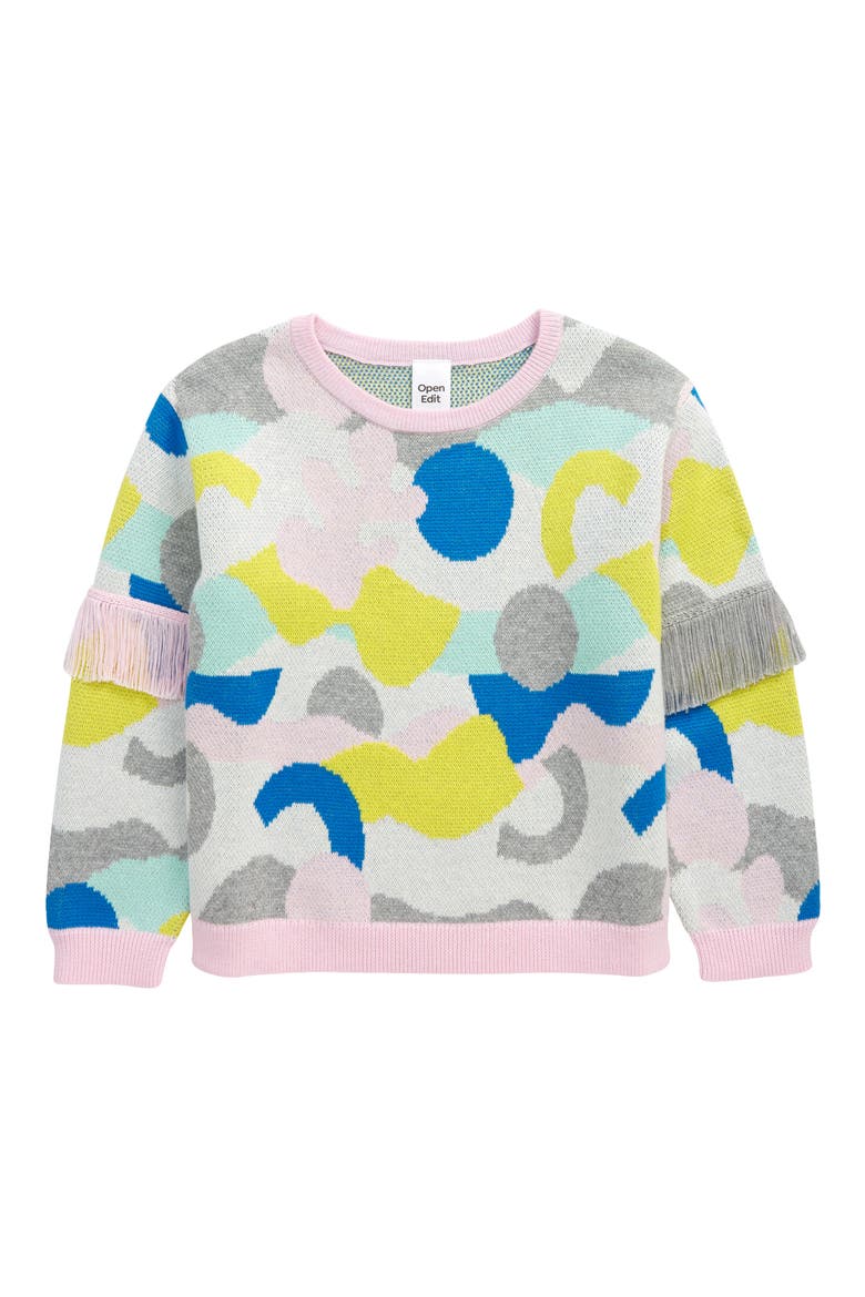 Kids' Sweater, Main, color, IVORY CLOUD MODERN GEO