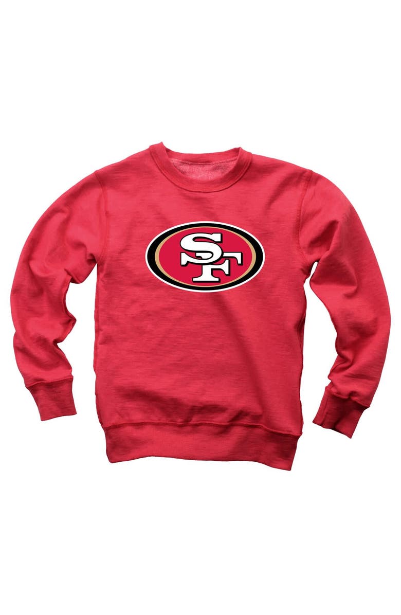 Wes & Willy Youth Wes & Willy Scarlet San Francisco 49ers Reversible Fleece Pullover Sweatshirt, Alternate, color, Scarlet