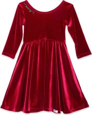 WORTHY THREADS Embroidered Velvet Holiday Twirly Dress