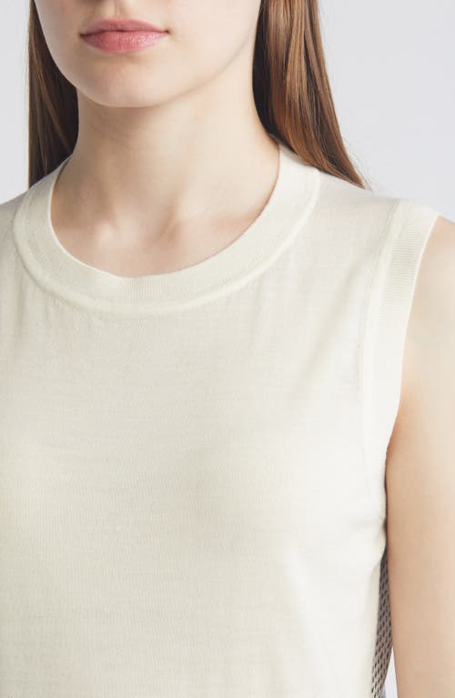 Hugo Boss Boss Flatina Mixed Media Sleeveless Sweater In Soft Cream