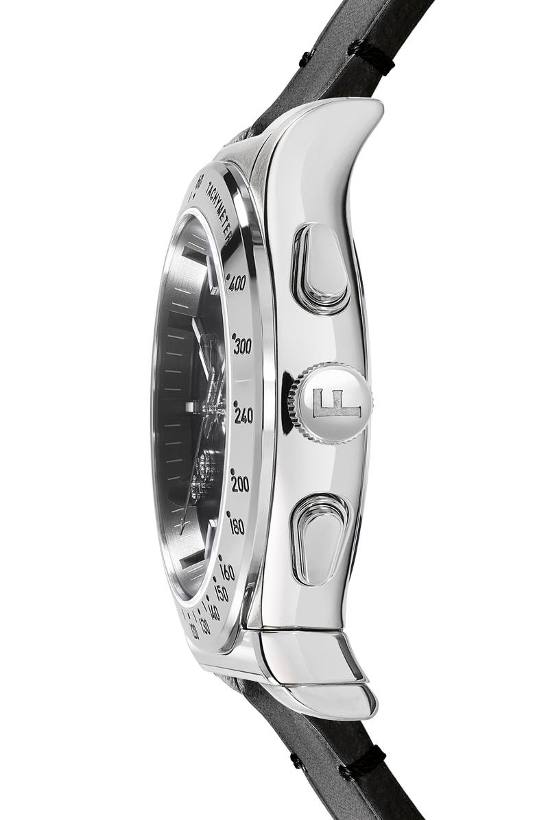 FERRAGAMO 1927 Chronograph Leather Strap Watch, 42mm, Alternate, color, Stainless Steel