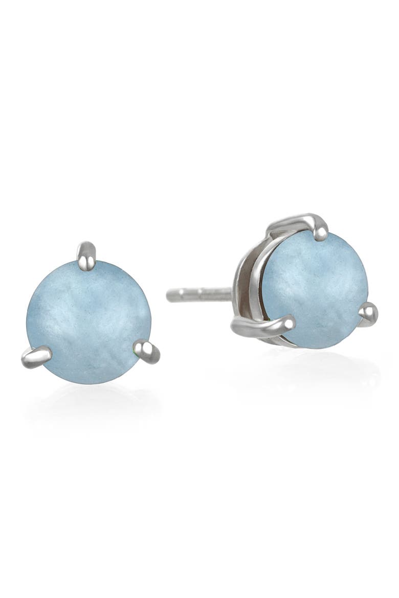 Birthstone Stud Earrings, Main, color, MARCH/ AQUAMARINE SILVER