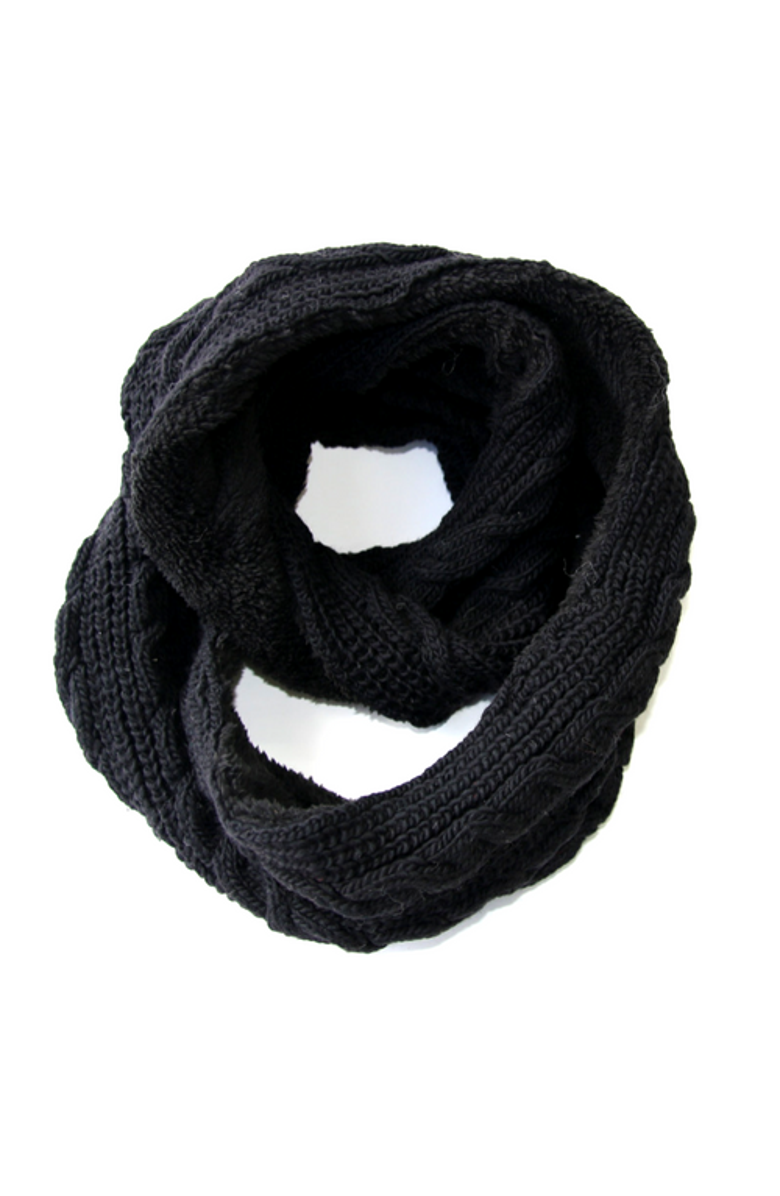 Nirvanna Designs Trinitas Lined Infinity Scarf, Main, color, Black