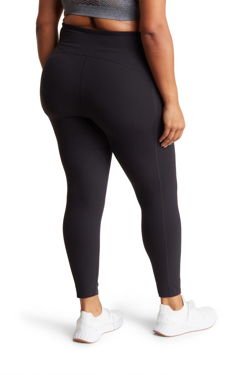 Zella Studio Luxe High Waist Pocket Leggings, Alternate, color, Black