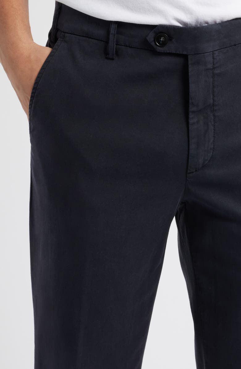 Canali Regular Fit Flat Front Comfort Twill Pants, Alternate, color, Navy