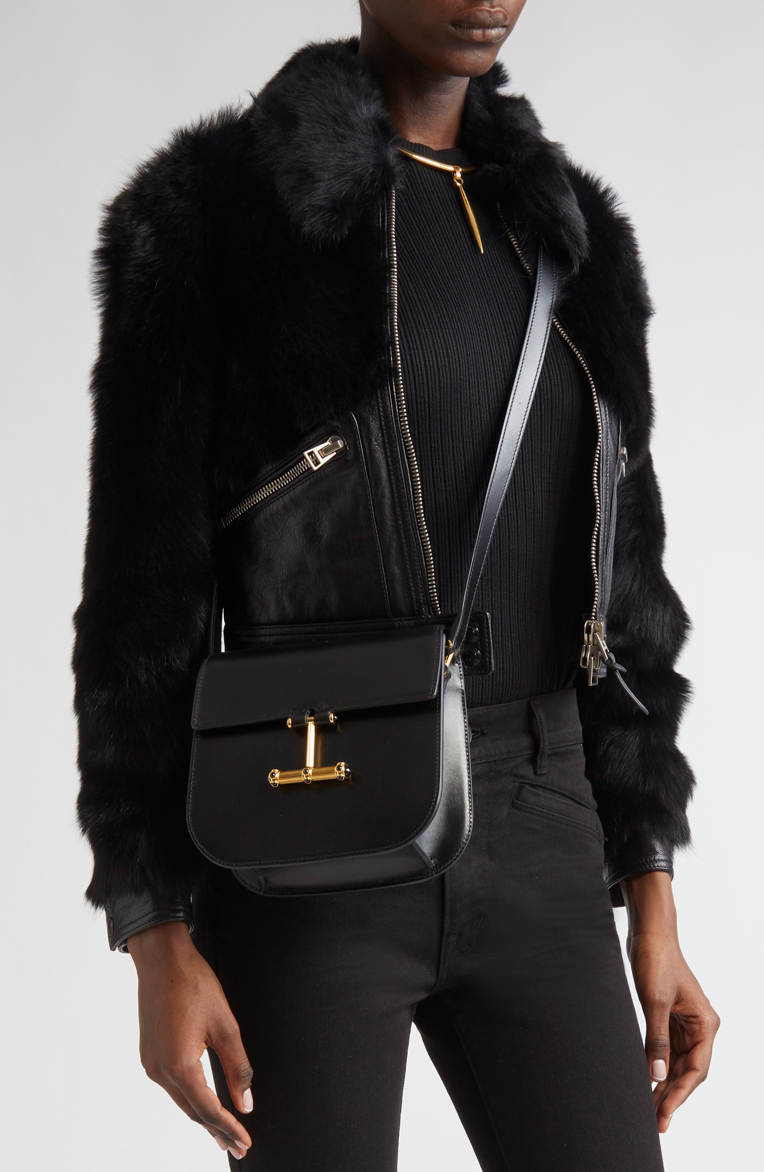 TOM FORD Mini Tara Cabochon Leather Crossbody Bag, Alternate, color, 