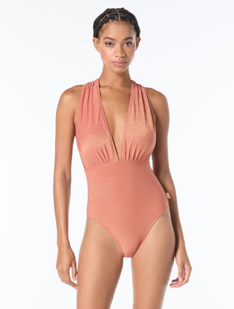 Plunge Neck One-Piece Swimsuit