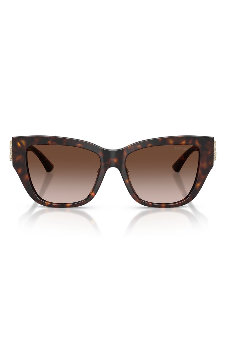 Jimmy Choo 54mm Gradient Polarized Pillow Sunglasses, Main, color, Havana/ Gradient Brown