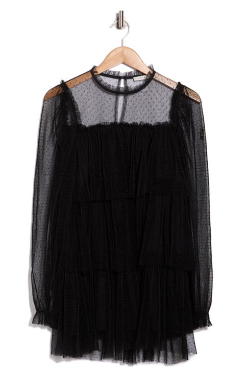 Long Sleeve Tulle Minidress