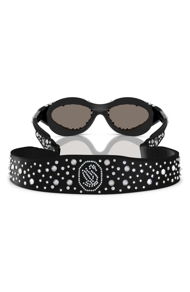 Swarovski 42mm Wraparound Sunglasses with Strap, Alternate, color, 