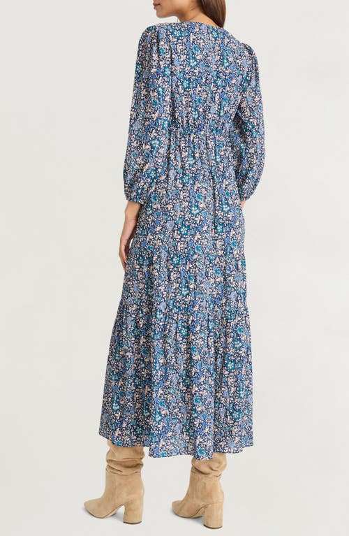 The Good Journey Floral Long Sleeve Empire Waist Tiered Maxi Dress In Multi