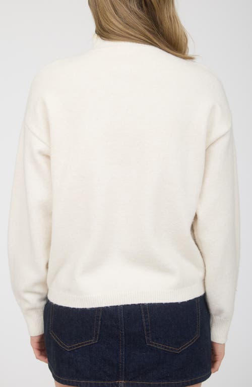 Blu Pepper Floral Mock Neck Sweater In White