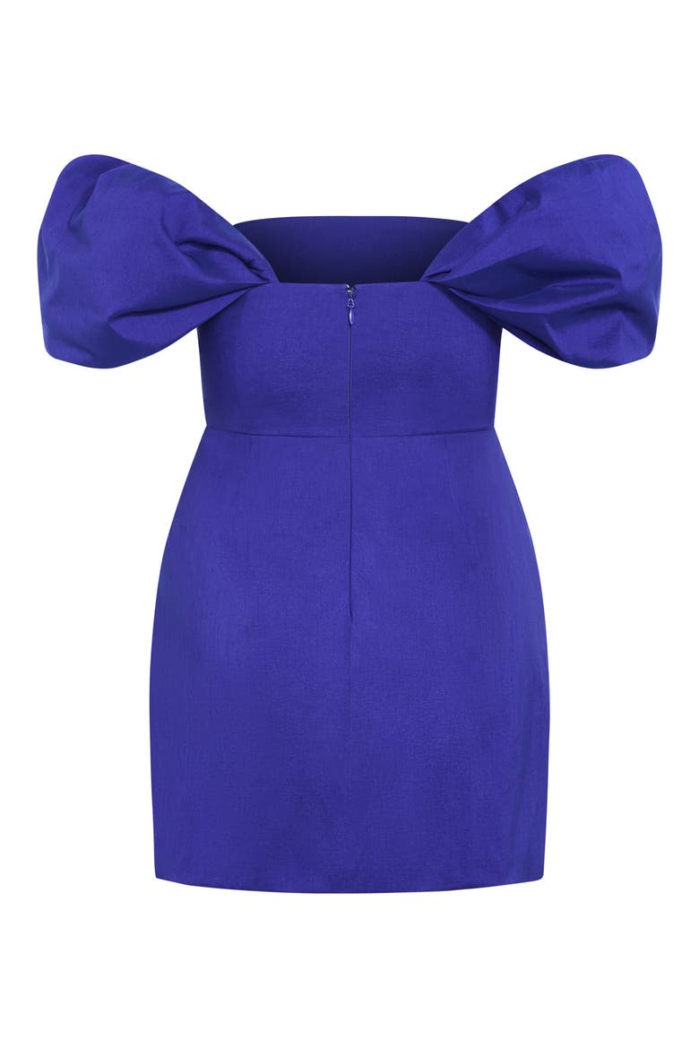 Elyse Puff Sleeve Off the Shoulder Sheath Dress, Alternate, color, ULTRA BLUE