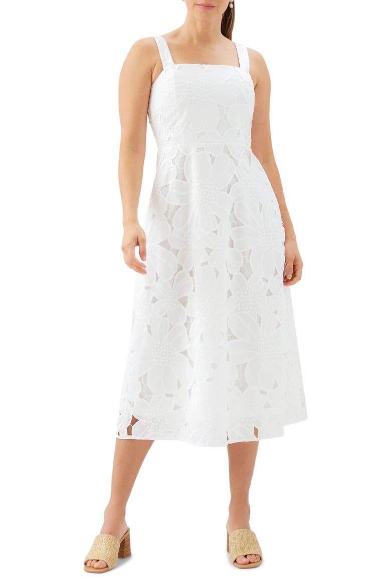 Embroidered Cutout Sundress, Main, color, OFF WHITE