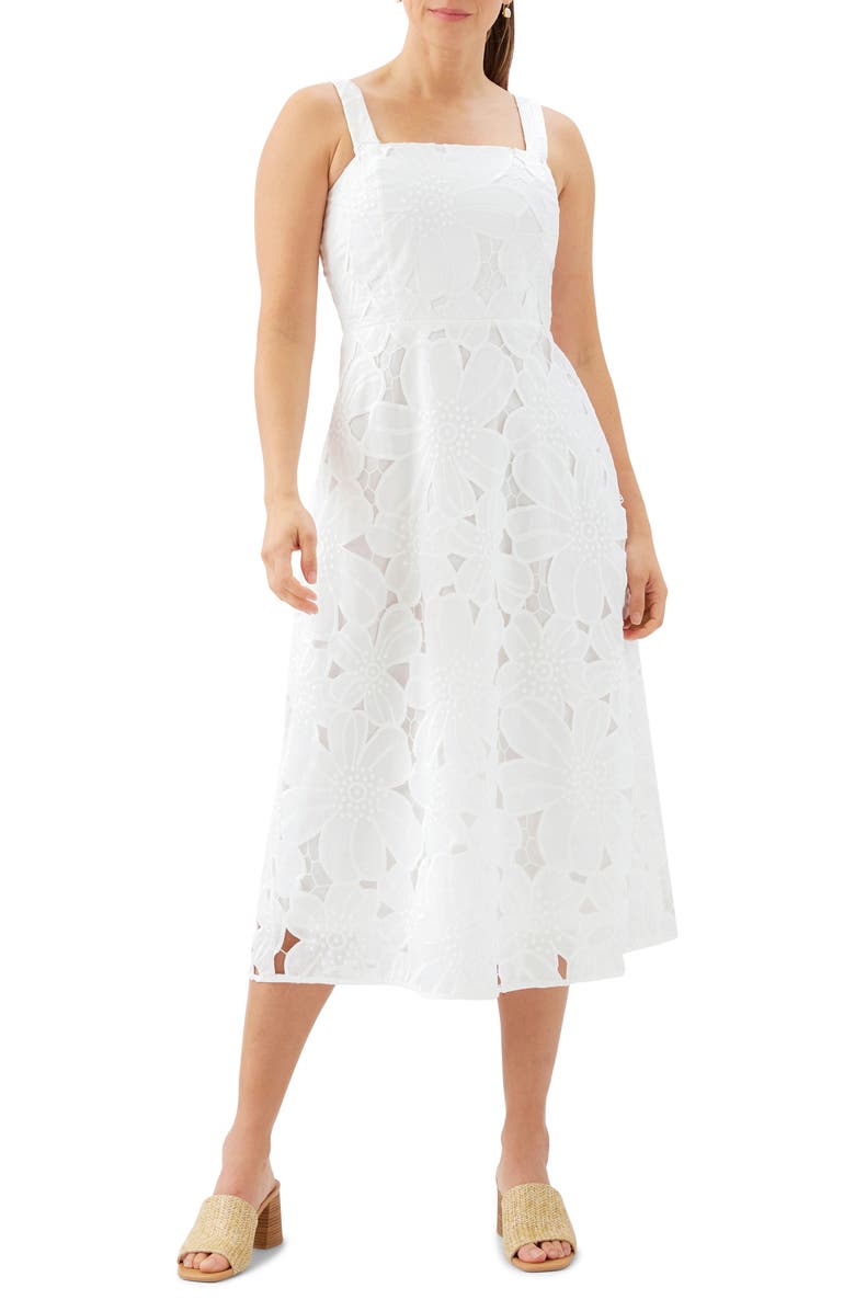 Karen Kane Embroidered Cutout Sundress, Main, color, Off White