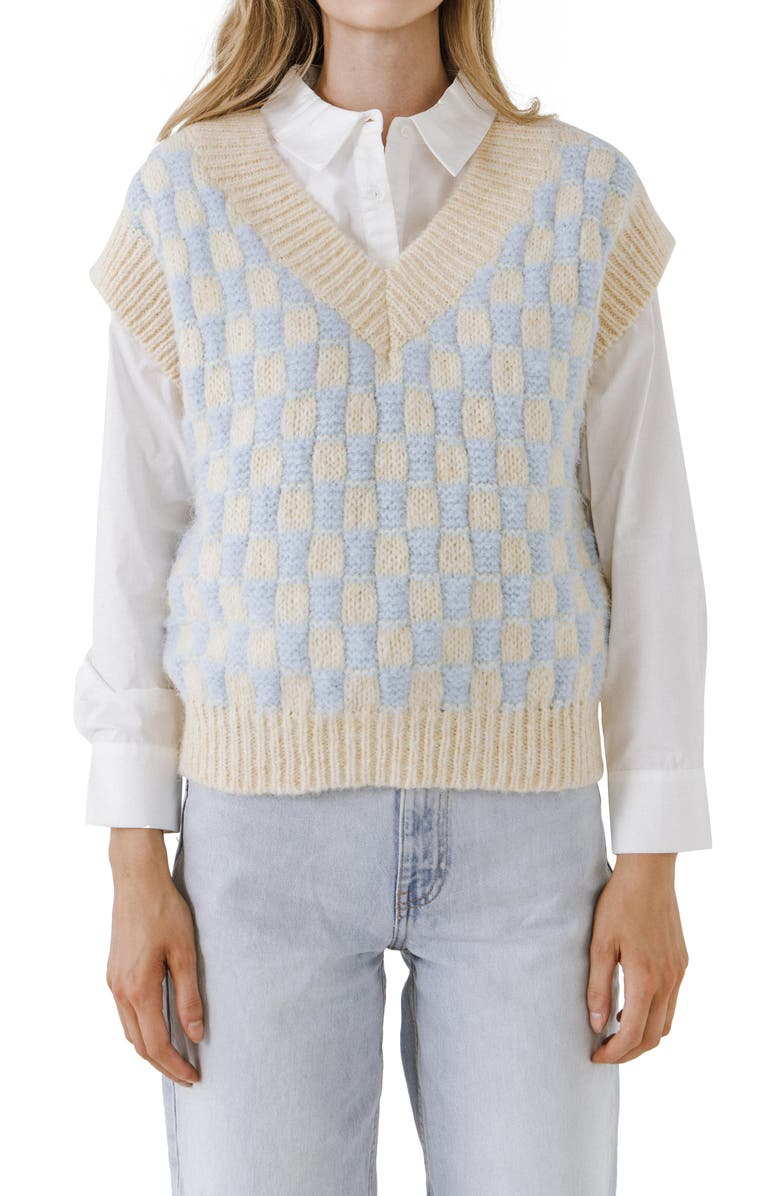English Factory Check Sweater Vest, Main, color,