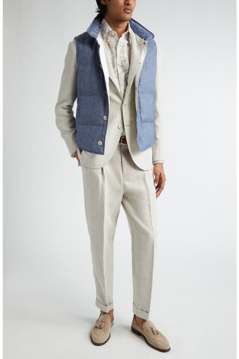 Chalk Stripe Linen Blend Suit, Alternate, color, GESSO